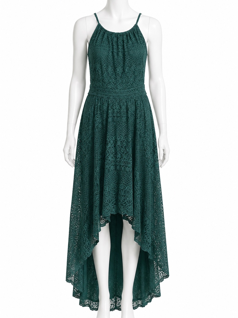 Daisy Teal Green Lace High-Low Dress